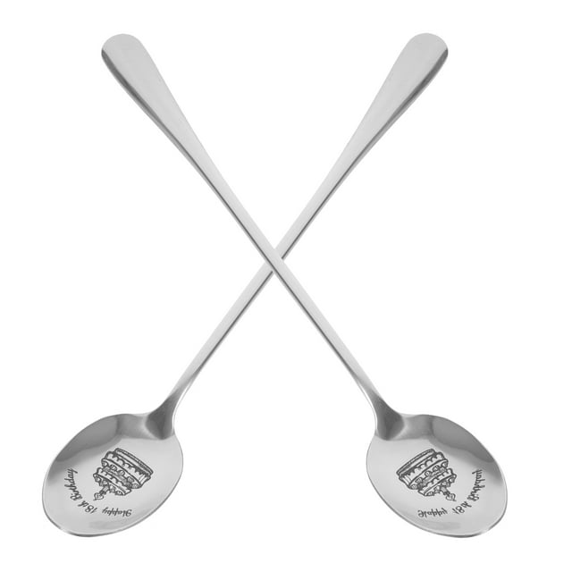 KAKOWELY 2 cucharas de acero inoxidable para degustación de helados y postres. Cucharas para celebrar el 18.º cumpleaños.