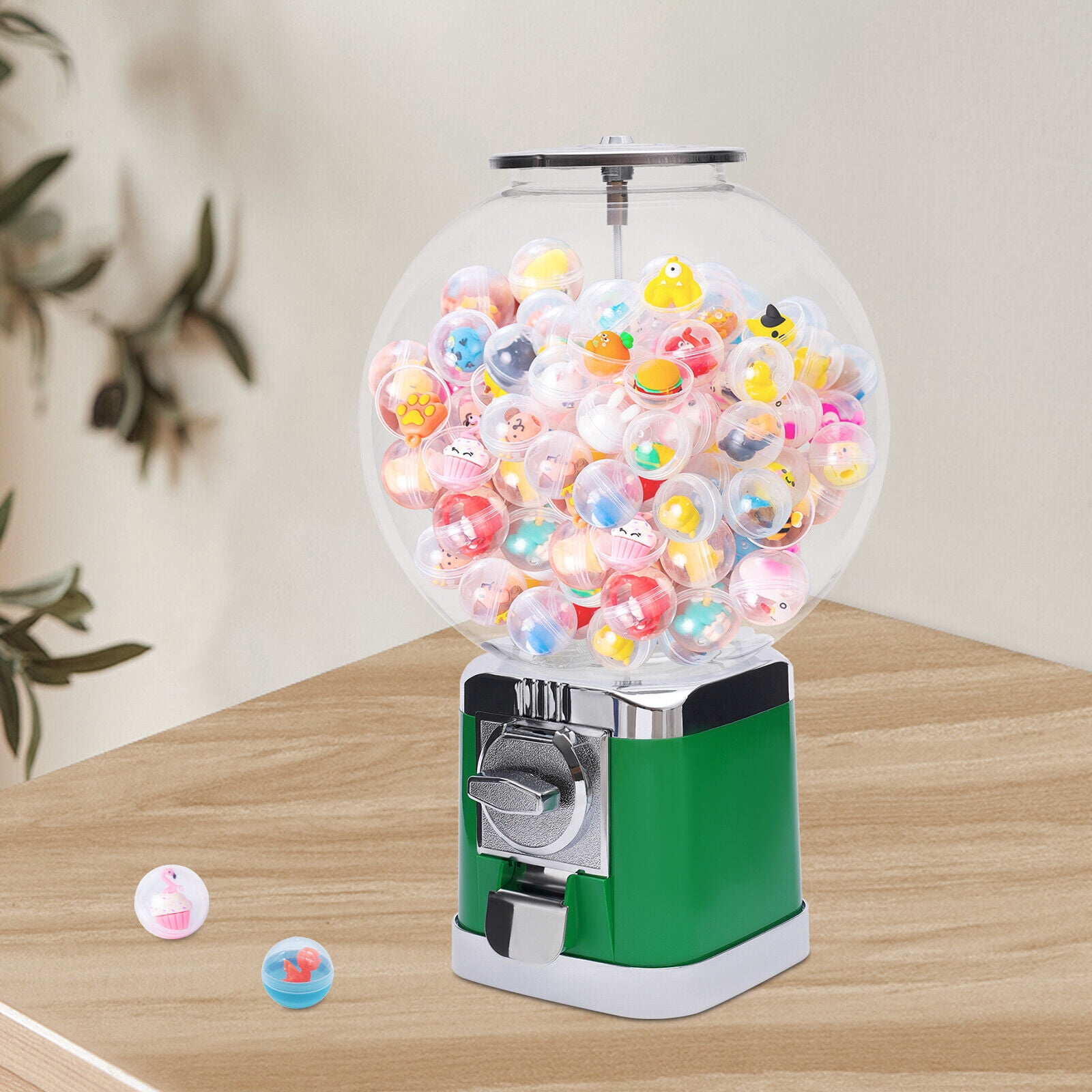 Red/White/Green Candy Gumball Capsule Toy Vending Device 1.26in Ball Bulk Vending Machine W/Key