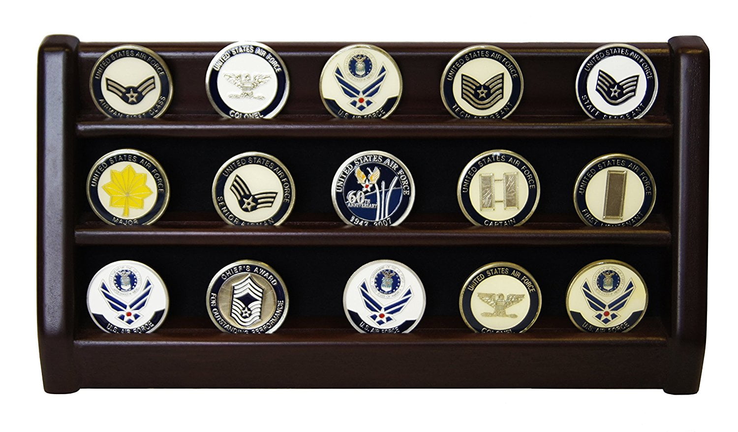 DECOMIL - 3 Rows Shelf Challenge Coin Holder Display Casino Chips ...