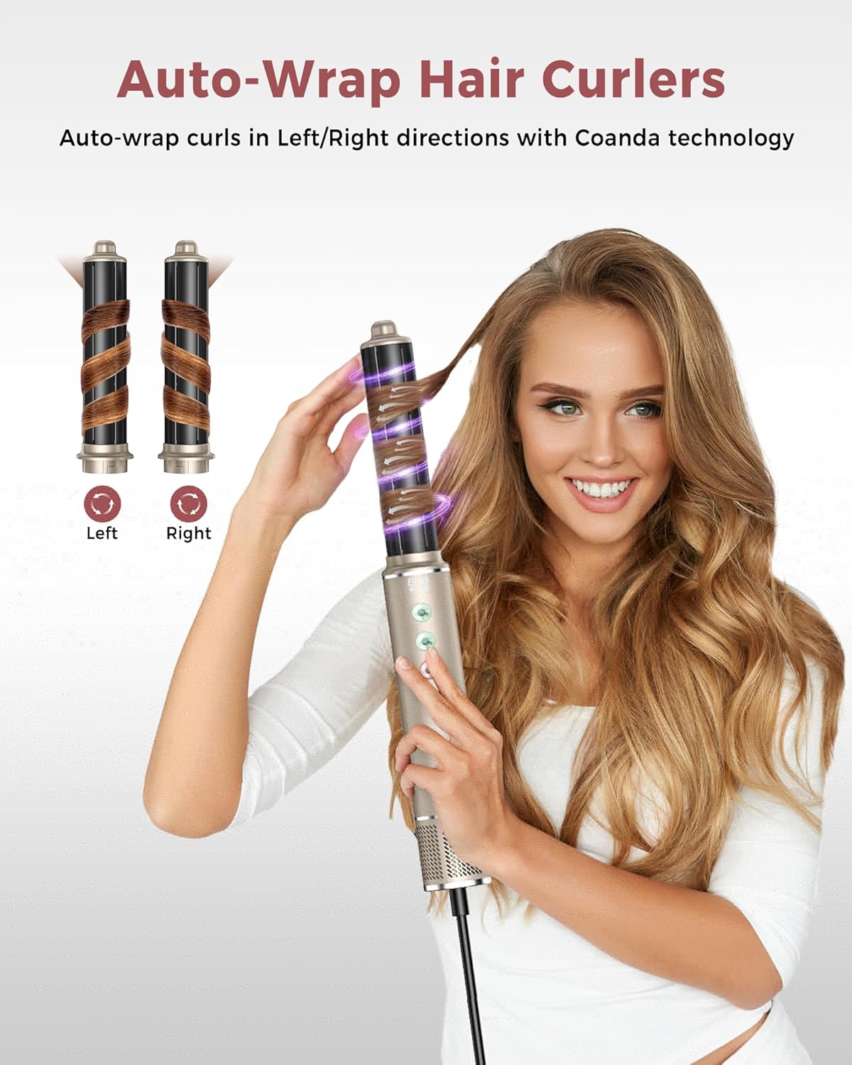 thumbnail image 4 of 5 in 1 110000 RPM Hair Dryer Brush, Negative Ionic Hair Dryer, 20m/s Airflow Air Styling Curling Iron, Powerful Hot Air Brush, Oval Brush, Hair Styler Tools, 4 of 6