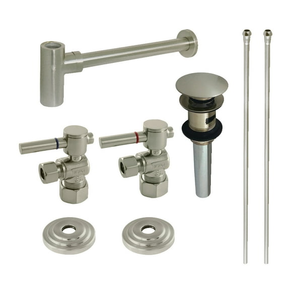 Kingston Brass CC53308DLTRMK2 Standard Mount Plumbing Sink Trim Kit with Bottle Trap and Overflow Drain, Brushed Nickel
