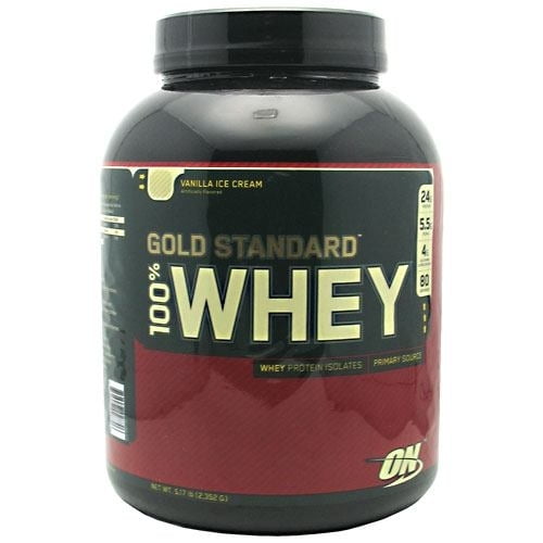 Optimum Nutrition, Gold Standard 100% Whey Protein Powder, Vanilla Ice Cream, 5 lb, 73 Servings