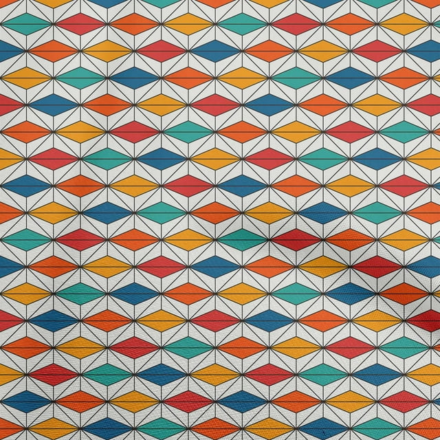 oneOone Cotton Jersey Blue Fabric Asian Block Sewing Craft Projects Fabric Prints By Yard 58 Inch Wide