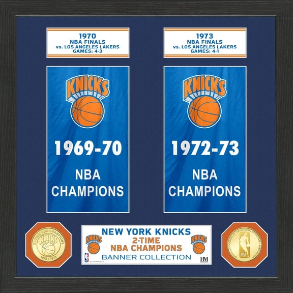 Highland Mint New York Knicks 15" x 12" 2-Time NBA Finals Champions Banner Bronze Coin Photo Mint