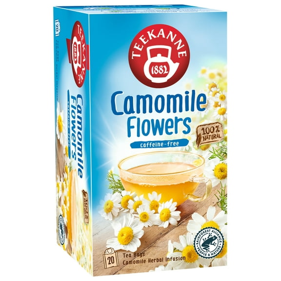 Teekanne Camomile Flowers Tea Herbal Tea Caffeine Free Naturally Flavored Classic Herbal Tea with 20 Individually Wrapped Tea Bags Per Box Soothing Delicious Beverage