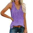 thumbnail image 2 of Sevevn Fashion Women's Casual Printed Sleeveless Solid V-Neck Ladies Top Blouse Purple XL Deal of the Week, 2 of 7