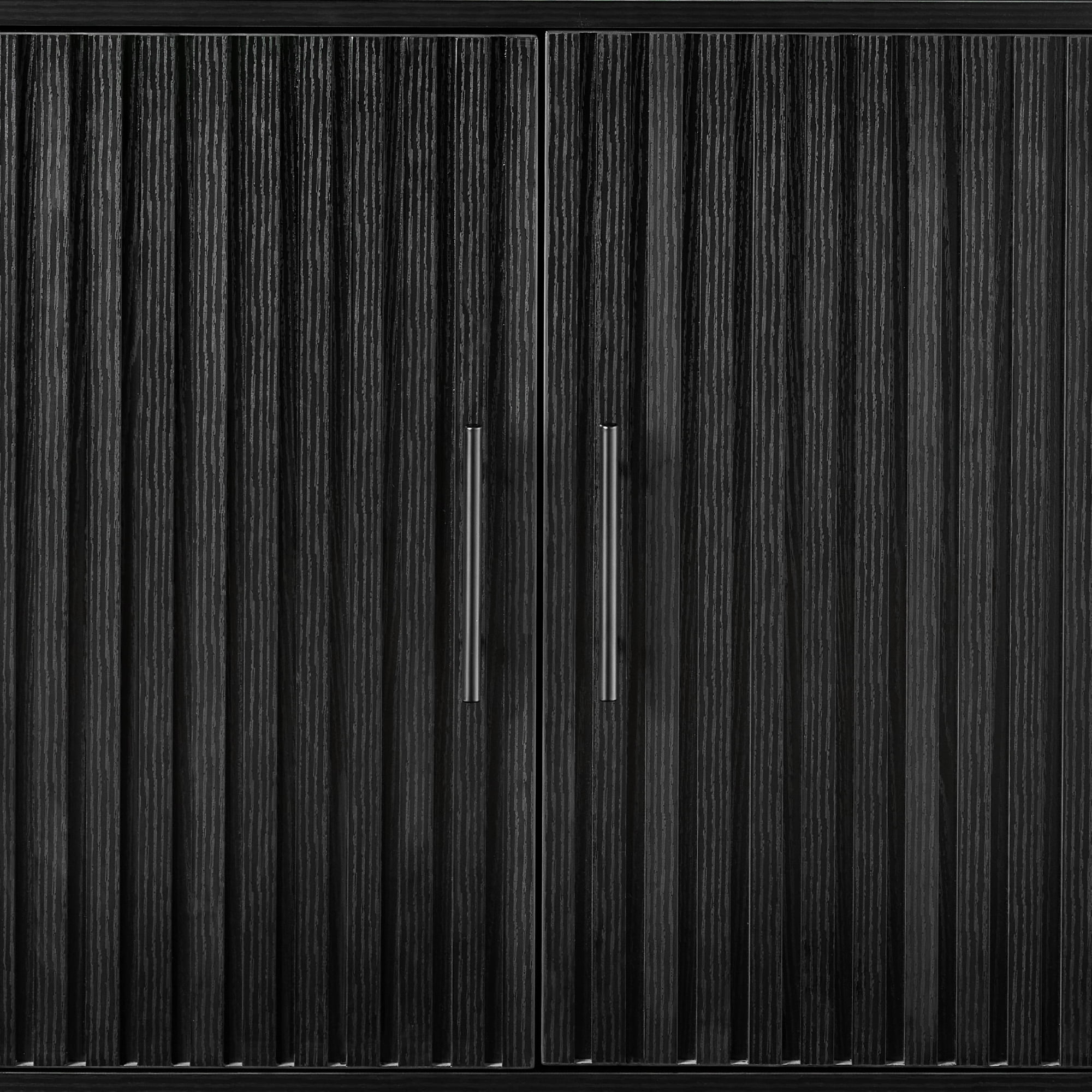 Best Choice Products 2-Door Slatted   Storage Cabinet, Accent Furniture w/ Non-Scratch Foot Pads - Black