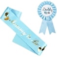 thumbnail image 1 of NEWHAPPYLAND Decoraciones de baby shower para niño Faja azul Mamá para ser y papá para ser Insignia de hojalata Pin Mamá para ser faja para baby shower Botón de baby shower Nuevo papá Fiesta de baby s, 1 of 4