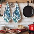 thumbnail image 6 of Teal Blue Turtle Coastal Kitchen Towels Set of 2, Vintage Stripe Botanical Beach Absorbent Dish Towels for Kitchen, Microfiber Hand Towel, Quick Drying Tea Towel for Cleaning Decorative Dishcloths, 6 of 7