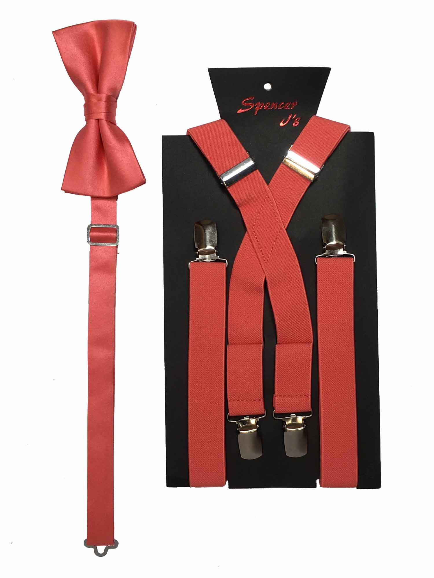 Men’s Coral Suspender and Matching Bow Tie in a variety of colors by