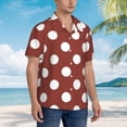 thumbnail image 2 of KLL Men's Hawaiian Shirt Short Sleeve Button Down Beach Shirts-Maroon And White Polka Dot, 2 of 5