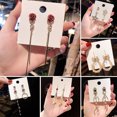 thumbnail image 2 of OPOLSKI 1 Pair Drop Earrings Faux Pearls Tassel Exaggerated Vintage Bow-knot Stud Earrings 17, 2 of 8