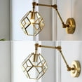 thumbnail image 6 of JONATHAN Y Honeycomb 7.5" 1-Light Modern Contemporary Arm-Adjustable Iron/Glass LED Sconce, Brass Gold/Clear, 6 of 9
