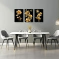 thumbnail image 3 of Hieng Black and Gold Wall Art 3 Pieces Golden Rose Butterfly Canvas Print Abstract Flower Painting Sparkling Floral Picture For Home Decor Unframed, 3 of 6