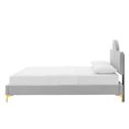 thumbnail image 6 of Platform Bed Frame, King Size, Grey Gray, Velvet, Modern Contemporary, Bedroom Master Guest Suite Room, 6 of 10