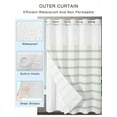 thumbnail image 2 of No Hook Shower Curtain with Snap in Liner,Abstract Teal Stripe Geometric Art Waterproof Bath Curtain Double Layers with See Through Top Window,Modern Pinstripes on Beige Hotel Shower Curtains 60x72in, 2 of 9