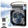 thumbnail image 6 of Portable Air Conditioner Fan, Mini Evaporative Air Cooler with 7‑Color LED Light, 3 Speeds, 3 Spray Modes, USB Personal Desk Cooling Fan for Home, Office, Bedroom – Black, 6 of 8