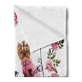 thumbnail image 2 of Yorkie Soft Flannel Fleece Blanket, Yorkshire Terrier in Pink Dress Having a Tea Party Tea Time Butterflies Roses, Cozy Plush for Indoor and Outdoor Use, 60" x 80", Pale Pink White, by Ambesonne, 2 of 5