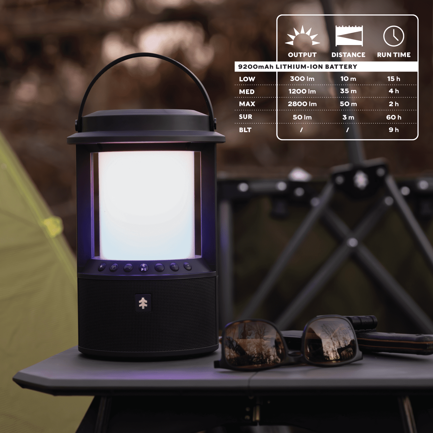 Swiss Tech Smart LED Lantern & Bluetooth Speaker, 2800 Lumen, Rechargeable Outdoor Light