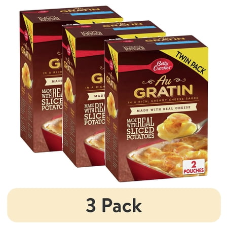 (3 pack) Betty Crocker Au Gratin Potatoes, Made with Real Cheese, Twin Pack, 8.8 oz.