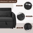 thumbnail image 5 of KINFFICT Futon Sofa Bed, Convertible Loveseat Sleeper, Modern Sofa Bed for Living Room/Apt, Black, 5 of 10