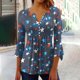 thumbnail image 4 of Blusas de Manga Corta para las Mujeres Impresas 3/4 Manga Cuello Redondo Blusa Casual, Ligero Diario Superior, 4 of 5