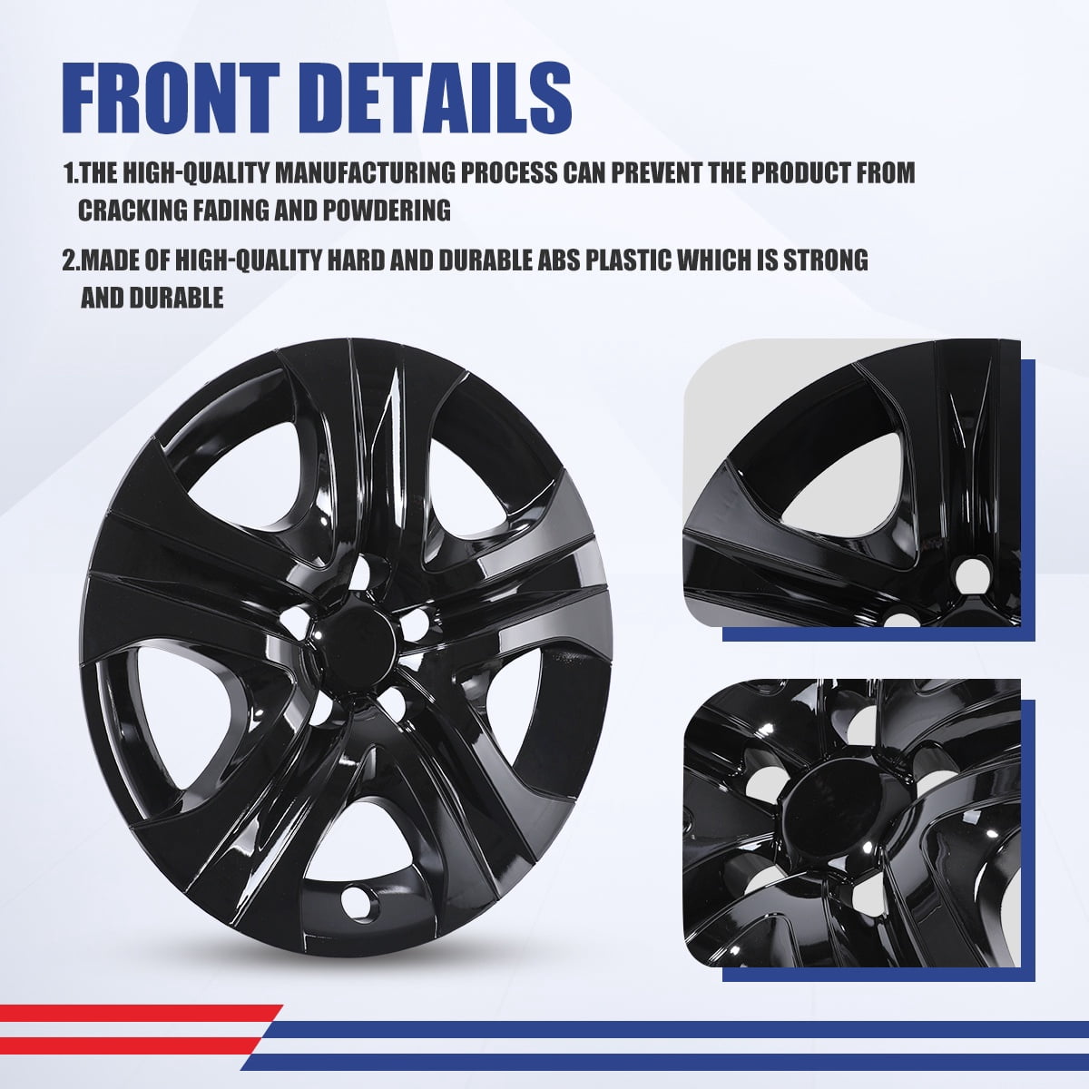 17" Set of 4 Hubcaps Wheel Rims Cover Fit 2013-2018 Toyota Rav4 Compatible With Steel Wheels Snap on Installation(Black Lacquer)
