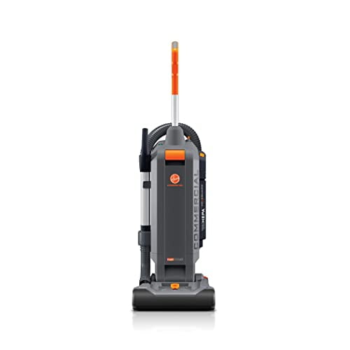 Aspiradora vertical Hoover Commercial HushTone de 13 pulgadas y 2 velocidades con IntelliBelt, silenciosa, con bolsa, filtro HEPA, clasificación profesional, cable de 40 pies de largo, CH54113, gris/