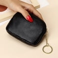 thumbnail image 2 of Monedero pequeño de cuero con cremallera para mujer, capa superior de piel de vaca, llavero de almacenamiento sencillo, monedero pequeño, 2 of 5