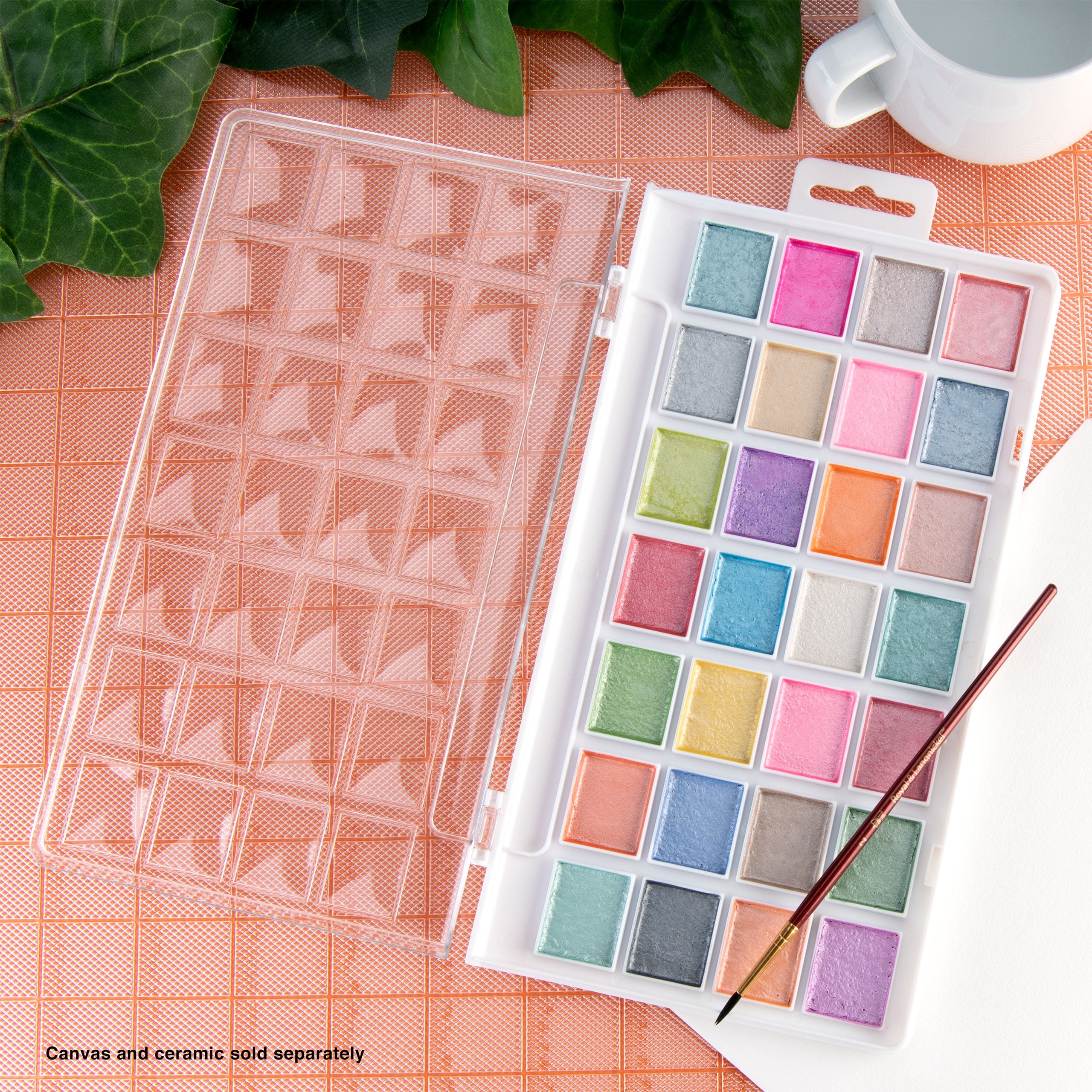 Royal & Langnickel Essentials - Pearlescent Watercolor Artist Cake Paint with Brush 29 Pieces