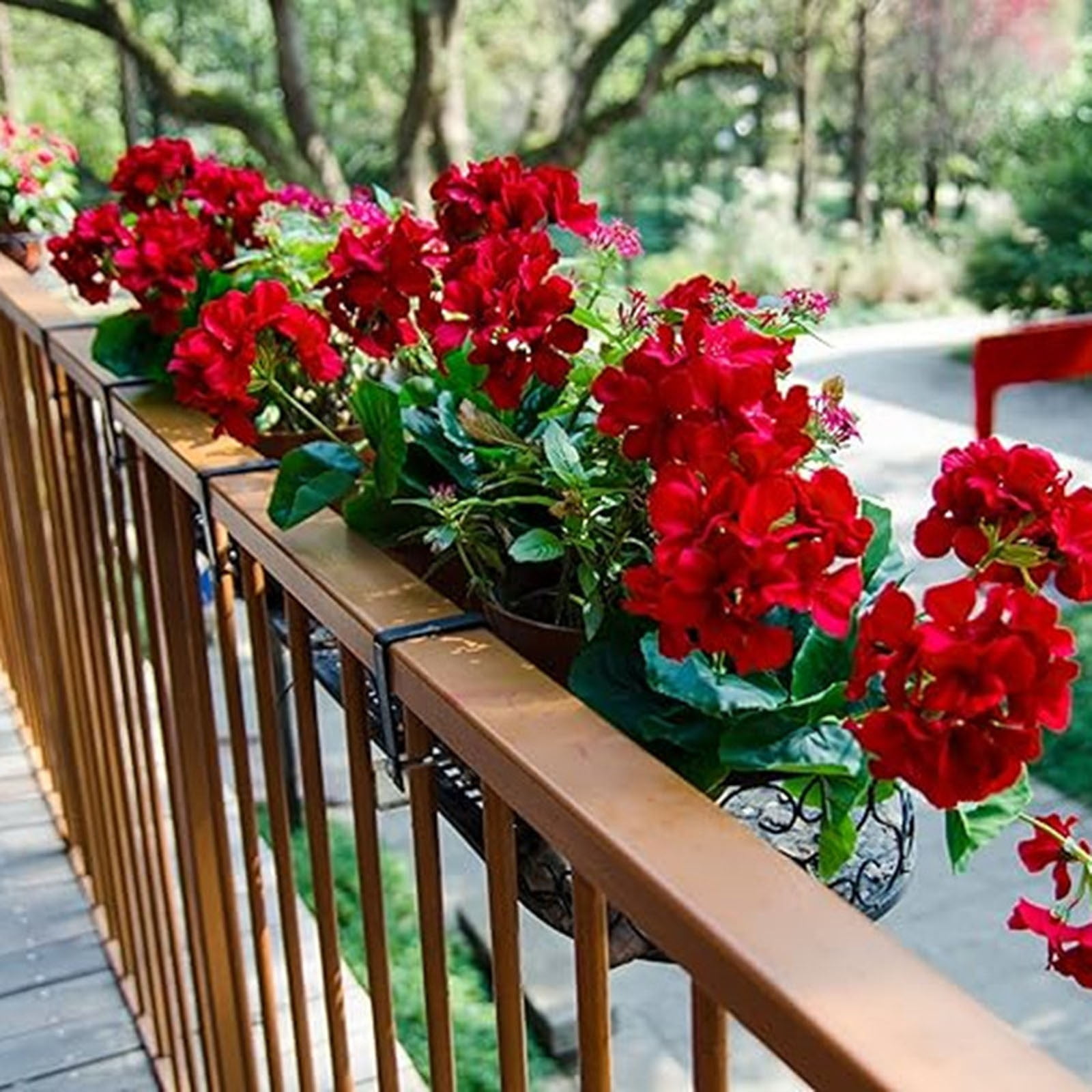 Artificial Geraniums (8 Pack) - 18 Inch Silk Geranium Flower Bushes, Lifelike for Garden, Wedding, Home Decor - Indoor/Outdoor Planter & Pot Arrangements