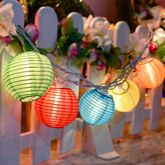 GOOTHY 8.5Ft Multicolor Lantern String Lights Outdoor Plug in Christmas Decorations String Lights with 10 Mini Colorful Lanterns Hanging Lanterns Lights for Outdoor Bedroom Bistro Garden Xmas Party