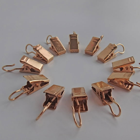 Raindrops 100Pcs Metal Curtain Clips with Hook for Drapes in Light Golden and Rustproof