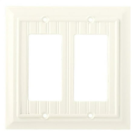 Switched Double Wall Light - Beadboard Double Decorator Wall Plate, Wall Lighting, Light Switches and Socket Plates, White
