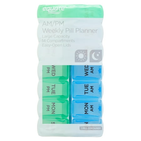 Equate AM/PM Weekly Pill Planner, 7.5-Inch – Medication Organizer