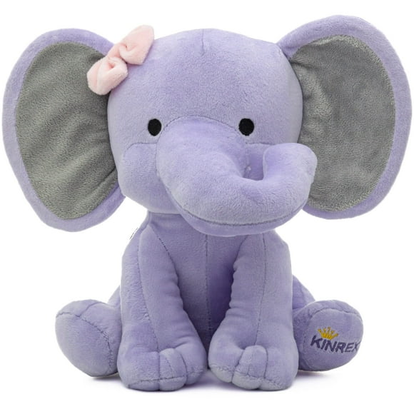 KINREX Elephant Stuffed Animals - Stuff Animal Plush Toy for Babies Girls Boys, Elephants Plushie Teddy Bear Toys for Birth Stats Baby Shower Infant Newborn Boy & Girl, Purple Measures 9 Inches