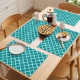 thumbnail image 5 of Teal Morocco Placemats Set of 4 Ethnic Boho Minimalist Abstract Geometric Place Mats Indoor Wipeable Table Mats Washable Cloth Dining Table Placemats for Kitchen Holiday Party Home Decor 13x19 Inch, 5 of 9