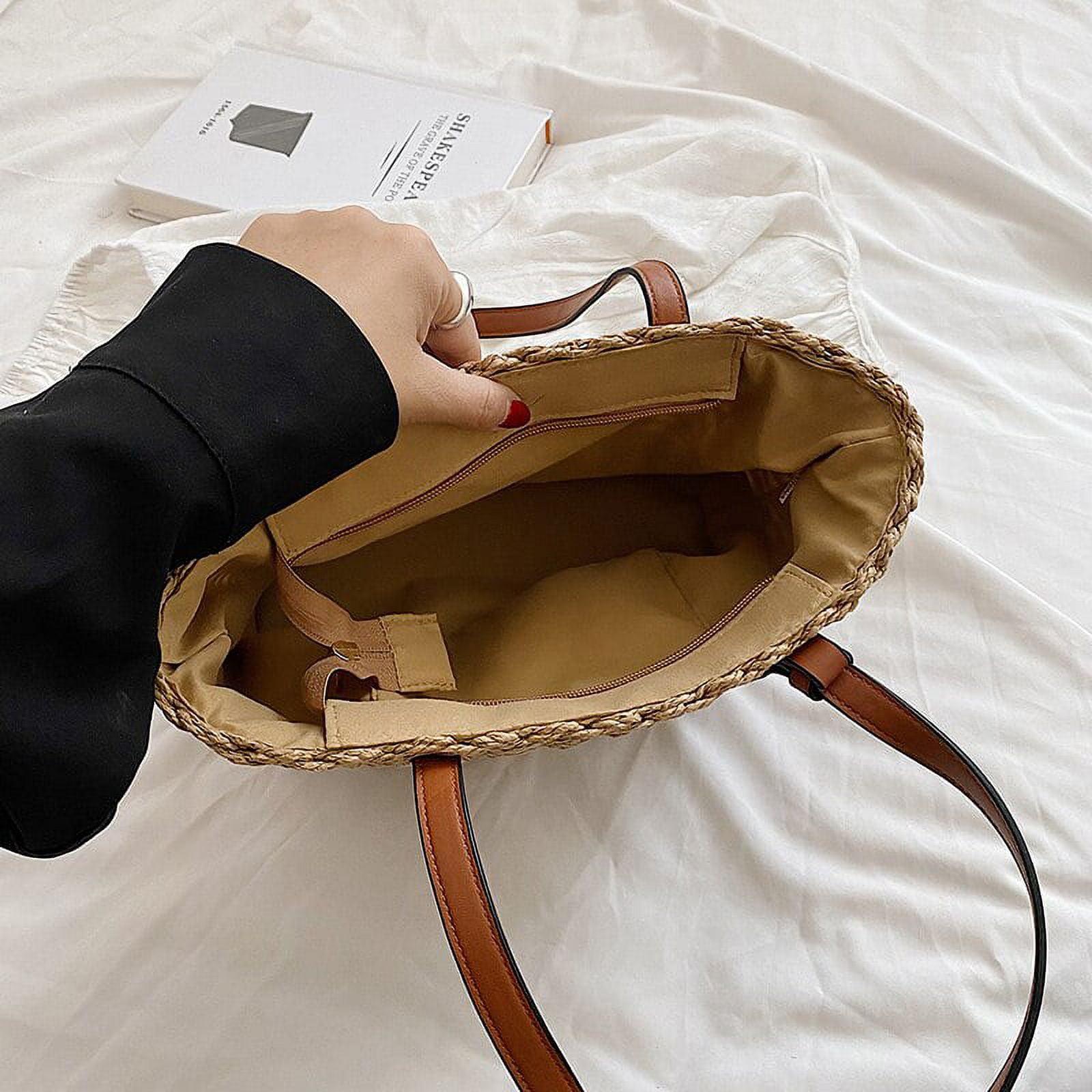  ZYYMMNN Weave Square Tote Bag Summer Straw Bag Women's Designer  Handbag Beach Travel Bag Shoulder Messenger Bag 24X11X17CM-1 : Clothing,  Shoes & Jewelry