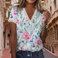 thumbnail image 2 of Blusas elegantes para mujer, túnica con cuello en V de encaje, camisetas informales, camisetas sin mangas, ropa femenina FLhrweasw Nuevo, 2 of 9