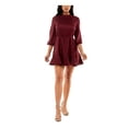 thumbnail image 4 of Speechless Robe de Fête Mini Ajustée et Évasée à Manches 3/4 avec Ourlet à Volants Plissé Texturé Bourgogne pour Juniors TTP, 4 of 7