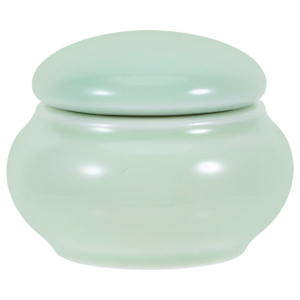 Mini frasco hermético de cerámica para guardar crema colorete, ideal para viajes. 4,6 x 2,7 x 3,5 cm (verde).