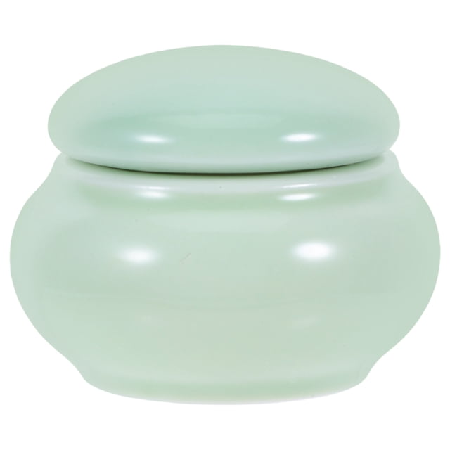 MasteelfCA Mini Ceramics Cream Rouge Storage Tank Portable Travel Makeup Sealed Bottle - 4.6X2.7X3.5CM (Green)