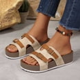 thumbnail image 5 of Slide Sandals for Women Plus-Size Wide Width Breathable Open Toe | Buckle Strap Beach Pool Slippers Thick Soft Sole, #1Beige-38, 5 of 9