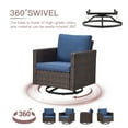 thumbnail image 3 of Gymojoy 4 Pieces Outdoor 360° Swivel Rocker Patio Chairs, Patio Swivel Rocking Glider Chairs Set of 4, PE Wicker Swivel Rocking Furniture Set, Brown Blue, 3 of 7