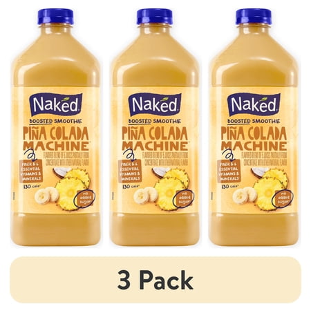 (3 pack) Naked Boosted Smoothie Pina Colada Machine, 64 fl oz Bottle