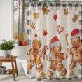 thumbnail image 3 of Shower Curtains for Bathroom-60"x72",Christmas Watercolor Cookie Man Waterproof Bath Curtain Grommet Shower Curtain Set with Hooks,, 3 of 9