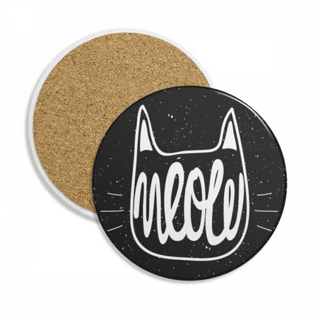 

Mewing Cat Black White Quote Coaster Cup Mug Tabletop Protection Absorbent Stone