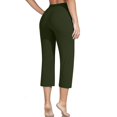 thumbnail image 4 of RPVATI Women's Capri Pants Dressy Workout Wide Leg Tummy Control Yoga Dress Capris Loose Summer High Waist Petite Crop Pants with Pockets Army Green XL, 4 of 4