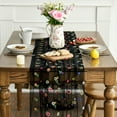 thumbnail image 2 of Sm:)e Black Embroidered Daisy Gauze Table Runner 120 Inches (10 Feet), Seasonal Sheer Decor for Kitchen & Dining Spaces, Ideal for Holidays, Weddings, Birthdays & Home Parties, 2 of 6
