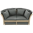thumbnail image 4 of M optimized Outdoor Daybed, Round Sofa with Cushions, 4 Pillows, Zippers Cushion Covers, Iron Frame, Retractable Canopy for Garden Backyard Lawn Patio, 4 of 9